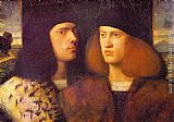 Portrait of a Young Man (detail) Paintings - Portrait of Two Young Men by Giovanni Cariani